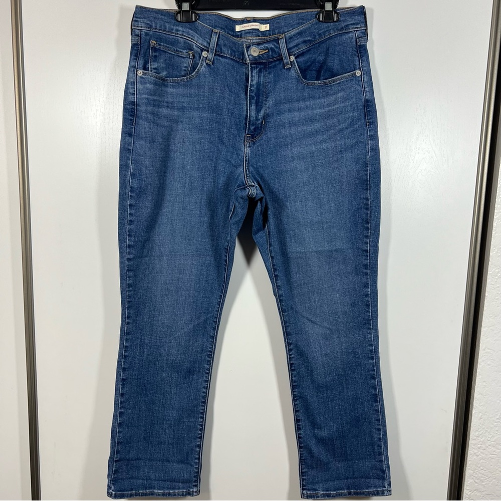 Levi’s Classic Straight Jeans Women’s Size 31 Ankle Dark Wash Whiskered